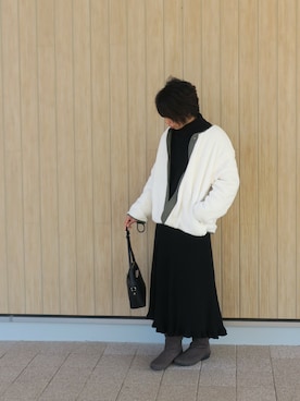 「passage mignon/flaneur（パサージュミニョンフラヌール）のアイテム（バッグ）」を使った、sasumiさん（レディース・161cm）の冬コーディネート
