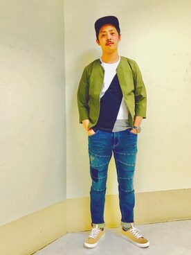 「MK MICHEL KLEIN HOMME （エムケーミッシェルクランオム）のアイテム（ジャケット/アウター）」を使った、イシイさん（メンズ・174cm）の春コーディネート