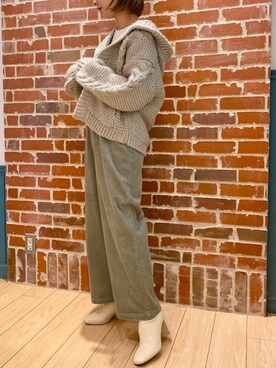 「LOWRYS FARM（ローリーズファーム）のストレッチヒールブーツ　851418（ブーツ）」を使った、せきふみさん（レディース・163cm）の秋コーディネート