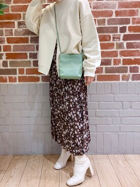 「LOWRYS FARM（ローリーズファーム）のストレッチヒールブーツ　851418（ブーツ）」を使った、せきふみさん（レディース・163cm）の秋コーディネート