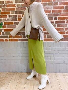 「LOWRYS FARM（ローリーズファーム）のストレッチヒールブーツ　851418（ブーツ）」を使った、せきふみさん（レディース・163cm）の秋コーディネート