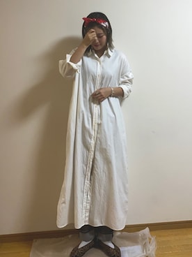「おうちスタイル」｜「アイテム（シャツワンピース）」を使った、yoke°さん（レディース・168cm）の春コーディネート