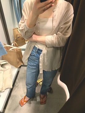 「ハイウエストストレートジーンズ」｜サキさん（レディース・156cm）の春コーディネート