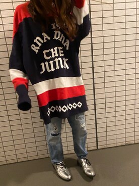 「袖ボリューム」｜「アイテム（スウェット）」を使った、suuuuu017さん（レディース・156cm）の春コーディネート
