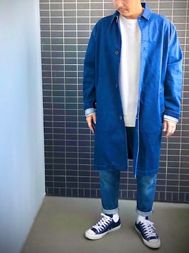 「blue」｜「アイテム（その他アウター）」を使った、Munehiro.Tさん（メンズ・170cm）の冬コーディネート