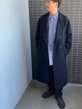 「オーバーサイズコート」｜「アイテム（スラックス）」を使った、Munehiro.Tさん（メンズ・170cm）の冬コーディネート