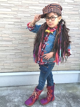 「BOOFOOWOO」｜「アイテム（ジャケット/アウター）」を使った、RiaRuaさん（キッズ・123cm）の冬コーディネート