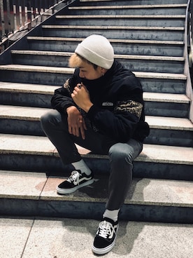 「H&M（エイチ・アンド・エム）のアイテム（リング）」を使った、大輔さん（メンズ・177cm）の冬コーディネート