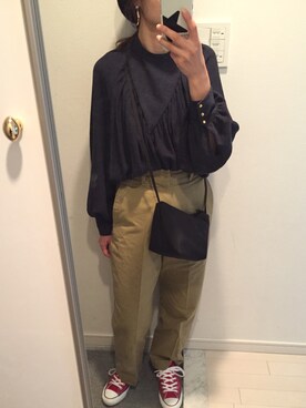 「THE SHINZONE（ザ　シンゾーン）のハイウエストチノパンツ（チノパンツ）」を使った、a.さん（レディース・154cm）の春コーディネート