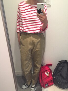 「THE SHINZONE（ザ　シンゾーン）のハイウエストチノパンツ（チノパンツ）」を使った、a.さん（レディース・154cm）の春コーディネート