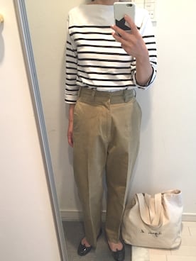 「THE SHINZONE（ザ　シンゾーン）のハイウエストチノパンツ（チノパンツ）」を使った、a.さん（レディース・154cm）の春コーディネート