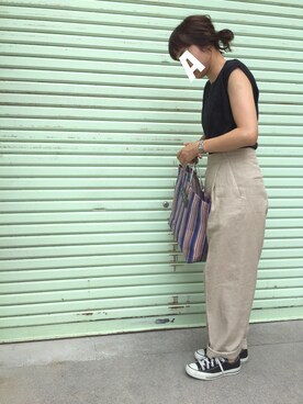 「AURALEE（オーラリー）のAURALEE ノースリーブカットソー（Tシャツ/カットソー）」を使った、a.さん（レディース・154cm）の夏コーディネート