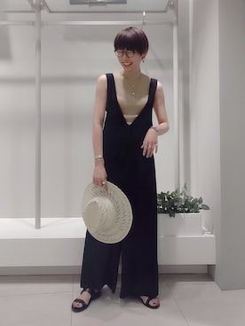 「Rouge vif（ルージュヴィフ）のアイテム（オールインワン・サロペット）」を使った、satchさん（レディース・164cm）の春コーディネート