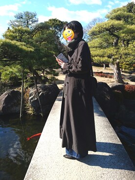「だぼだぼ」｜「アイテム（トレンチコート）」を使った、おんさん（レディース・168cm）の冬コーディネート