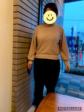 「earth（アース）のアイテム（パンツ）」を使った、うみさん（レディース・157cm）の冬コーディネート