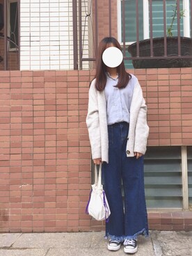 「sneakers」｜「アイテム（チェスターコート）」を使った、のの子さん（レディース・155cm）の冬コーディネート