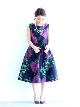 Cawaii カワイイ の 品ある大輪の薔薇柄ドレス ワンピース ドレス Wear