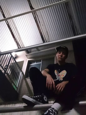 「Supreme （シュプリーム）のアイテム（スラックス）」を使った、Rintaroさん（メンズ・174cm）の冬コーディネート