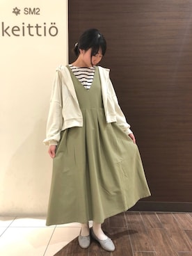 「Samansa Mos2 blue（サマンサモスモスブルー）のアイテム（バレエシューズ）」を使った、Sa*さん（レディース・157cm）の春コーディネート
