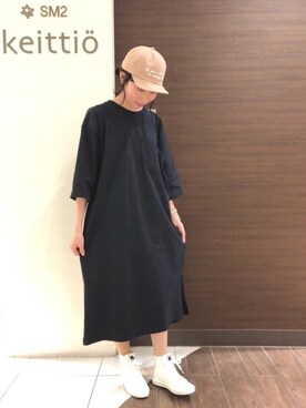 「USAコットン」｜「アイテム（キャップ）」を使った、Sa*さん（レディース・157cm）の春コーディネート