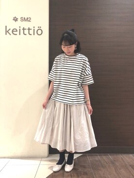 「Samansa Mos2 blue」｜「アイテム（バレエシューズ）」を使った、Sa*さん（レディース・157cm）の春コーディネート