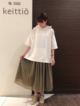 ミニ裏毛半袖パーカーを使ったショップスタッフのレディース人気ファッションコーディネート Wear