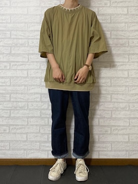 「RELAX（リラックス）のアイテム」を使った、ERAさん（メンズ・165cm）の夏コーディネート