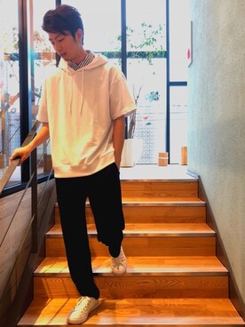 「koe（コエ）のアイテム（パーカー）」を使った、shotaさん（メンズ・175cm）の夏コーディネート