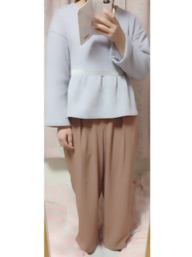 「MAJESTIC LEGON（マジェスティックレゴン）のアイテム（Tシャツ/カットソー、ブルー系）」を使った、ちょこめろさん（レディース・150cm）の春コーディネート