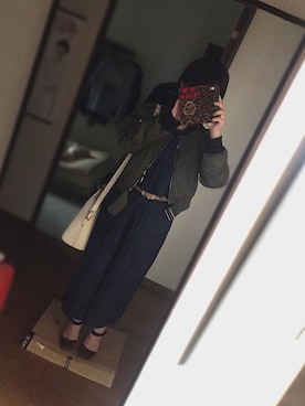 「HARE（ハレ）のアイテム（オールインワン・サロペット）」を使った、あんじゅさん（レディース・151cm）の春コーディネート