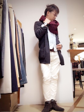 「ロングカーディガン」｜ukaさん（メンズ・178cm・40代）の冬コーディネート