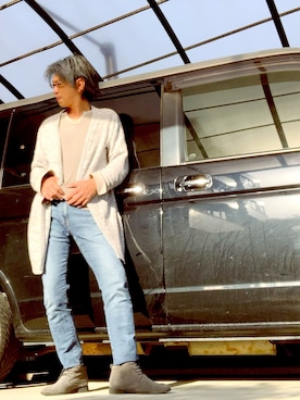 「ロングカーディガン」｜ukaさん（メンズ・178cm・40代）の春コーディネート