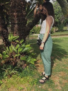 「Teva（テバ）のTeva / プラットフォーム ユニバーサル（サンダル）」を使った、y☺︎さん（レディース・153cm）の夏コーディネート