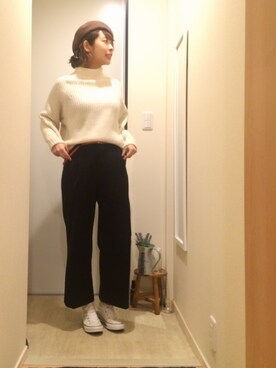 「スローブイエナ」｜「アイテム（ハンチング/ベレー帽）」を使った、kobu☻さん（レディース・169cm）の冬コーディネート