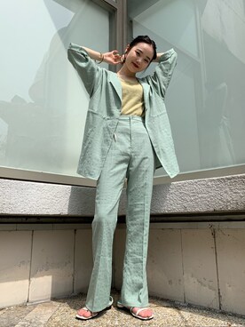 「Kastane（カスタネ）のアイテム（ノーカラージャケット）」を使った、sophieさん（レディース・157cm）の春コーディネート
