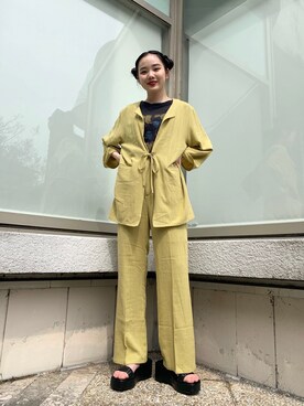 「Kastane（カスタネ）のアイテム（ノーカラージャケット）」を使った、sophieさん（レディース・157cm）の春コーディネート