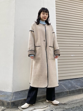 「Kastane（カスタネ）のアイテム（ノーカラーコート）」を使った、sophieさん（レディース・157cm）の秋コーディネート