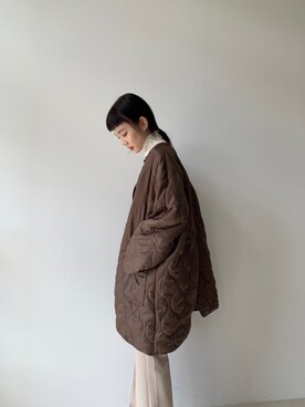 「Kastane（カスタネ）のアイテム（ノーカラーコート）」を使った、sophieさん（レディース・157cm）の冬コーディネート
