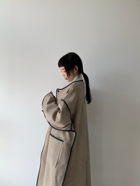 「Kastane（カスタネ）のアイテム（ノーカラーコート）」を使った、sophieさん（レディース・157cm）の冬コーディネート