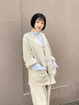 「チャイナシャツ」｜「アイテム（その他アウター）」を使った、sophieさん（レディース・157cm）の春コーディネート
