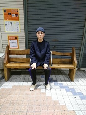 「シンプルおしゃれが好き」｜「アイテム（スリッポン）」を使った、山岡さん（メンズ・165cm）の秋コーディネート