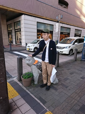 「CLANE（クラネ）のアイテム（キャップ）」を使った、山岡さん（メンズ・165cm）の春コーディネート