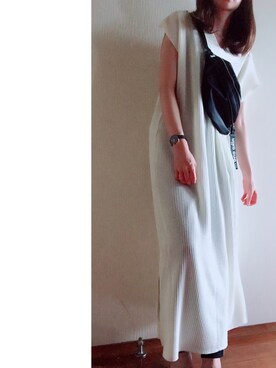 「Daniel Wellington（ダニエルウェリントン）の販売終了クラシックペティット アッシュフィールド32mm（アナログ腕時計）」を使った、miyuさん（レディース・158cm）の夏コーディネート