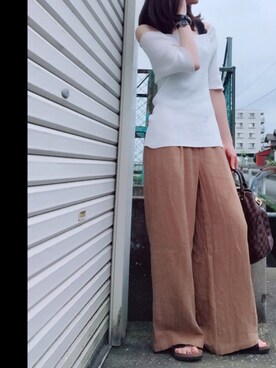 「Daniel Wellington（ダニエルウェリントン）の販売終了クラシックペティット アッシュフィールド32mm（アナログ腕時計）」を使った、miyuさん（レディース・158cm）の夏コーディネート