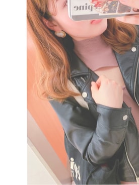 「RAY CASSIN（レイカズン）のアイテム（ライダースジャケット）」を使った、Mochaso△▽さん（レディース・155cm）の春コーディネート