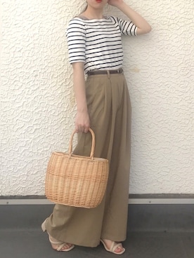 「Lattice（Lattice）のアイテム（かごバッグ）」を使った、maria.さん（レディース・153cm）の夏コーディネート
