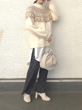 「スクエアトゥ」｜「アイテム（チュニック）」を使った、maria.さん（レディース・153cm）の冬コーディネート