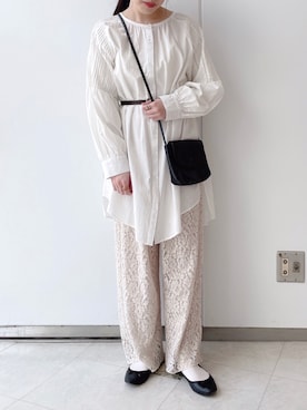 「レースパンツ」｜「アイテム（チュニック）」を使った、maria.さん（レディース・153cm）の春コーディネート