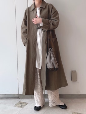 「チュニック」｜「アイテム（ステンカラーコート）」を使った、maria.さん（レディース・153cm）の春コーディネート