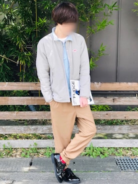 「ジョガーパンツ」｜「アイテム（ノーカラージャケット）」を使った、じいさん（メンズ・172cm）の春コーディネート